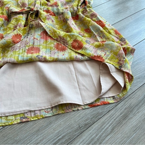 BCBGMAXAZRIA Floral Print Chinoiserie Mini Dress, Drawstring Waist, Size Large - Picture 11 of 11